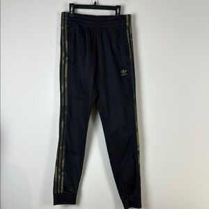 Adidas Black and Green Track Pants Size Small